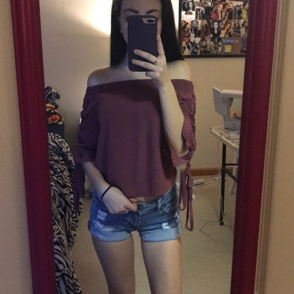 Cropped off the shoulder shirt